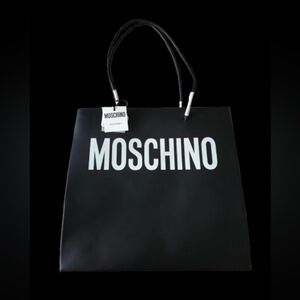 Moschino Black Shopper with White Logo! NWT!